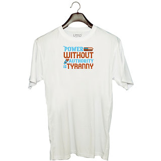                       UDNAG Unisex Round Neck Graphic 'Electrical Engineer | Power without authority is tyranny' Polyester T-Shirt White                                              