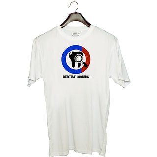                       UDNAG Unisex Round Neck Graphic 'Dentist | dentist loading' Polyester T-Shirt White                                              