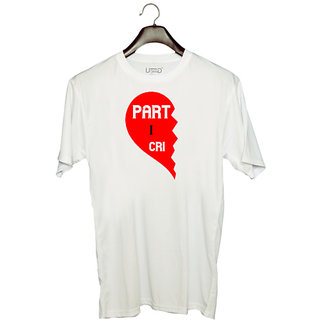                       UDNAG Unisex Round Neck Graphic 'Couple | partner in crime,' Polyester T-Shirt White                                              