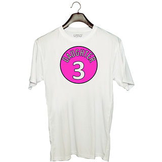                       UDNAG Unisex Round Neck Graphic 'Daughter | Daughter 3' Polyester T-Shirt White                                              