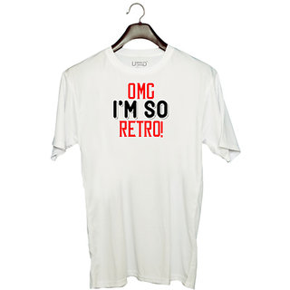                       UDNAG Unisex Round Neck Graphic 'Retro | OMG i'm so retio,' Polyester T-Shirt White                                              