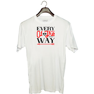                       UDNAG Unisex Round Neck Graphic 'Couple | every step of the way' Polyester T-Shirt White                                              
