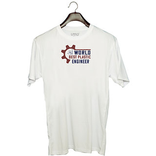                       UDNAG Unisex Round Neck Graphic 'Engineer | world best plastic engineer' Polyester T-Shirt White                                              