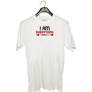                       UDNAG Unisex Round Neck Graphic 'Couple | i am everything' Polyester T-Shirt White                                              