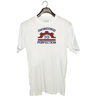                       UDNAG Unisex Round Neck Graphic 'Engineer | engineered to perfection' Polyester T-Shirt White                                              
