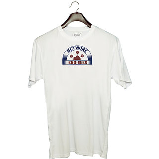                       UDNAG Unisex Round Neck Graphic 'Engineer | network engineer' Polyester T-Shirt White                                              