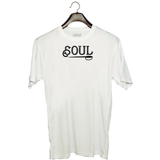                       UDNAG Unisex Round Neck Graphic 'Soul | soul' Polyester T-Shirt White                                              