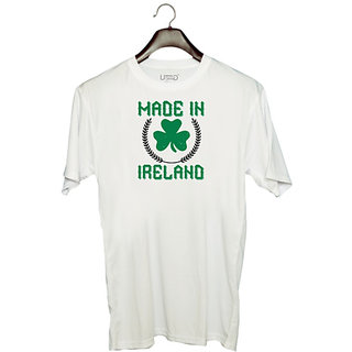                       UDNAG Unisex Round Neck Graphic 'Ireland | Made in ireland' Polyester T-Shirt White                                              