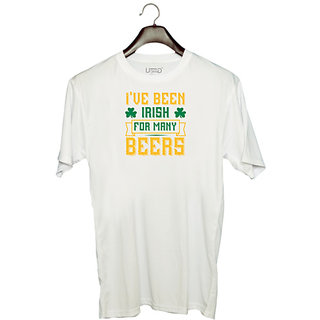                       UDNAG Unisex Round Neck Graphic 'Beer | I've been irish for many beers' Polyester T-Shirt White                                              