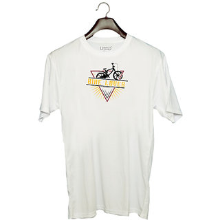                       UDNAG Unisex Round Neck Graphic 'Rider | bike lover' Polyester T-Shirt White                                              