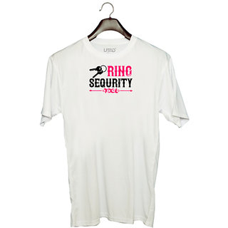                       UDNAG Unisex Round Neck Graphic 'Couple | ring sequrity' Polyester T-Shirt White                                              