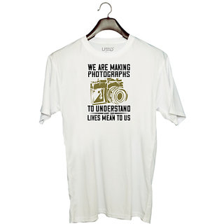                       UDNAG Unisex Round Neck Graphic 'Cameraman | WE ARE MAKING PHOTOGRAPHS' Polyester T-Shirt White                                              
