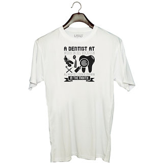                       UDNAG Unisex Round Neck Graphic 'Dentist | A dentist at work in his vocation always' Polyester T-Shirt White                                              
