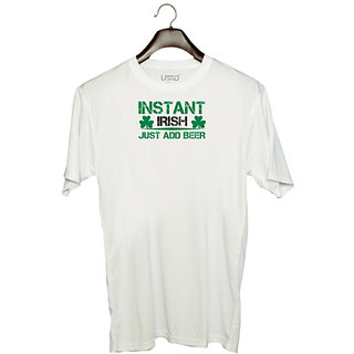                       UDNAG Unisex Round Neck Graphic 'Beer | instant irish just add beer' Polyester T-Shirt White                                              