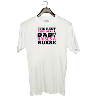                       UDNAG Unisex Round Neck Graphic 'Nurse | the best kind of raises a nurse' Polyester T-Shirt White                                              