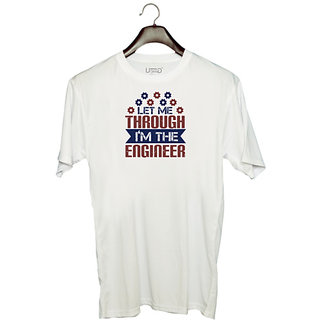                       UDNAG Unisex Round Neck Graphic 'Engineer | let me through I'm the engineer' Polyester T-Shirt White                                              