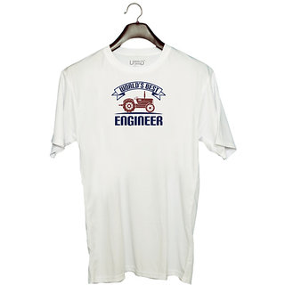                       UDNAG Unisex Round Neck Graphic 'Engineer | world's best engineer' Polyester T-Shirt White                                              