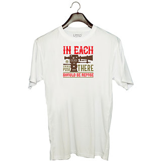                       UDNAG Unisex Round Neck Graphic 'Cameraman | IN EACH POSE THERE SHOULD BE REPOSE' Polyester T-Shirt White                                              