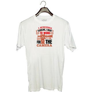                       UDNAG Unisex Round Neck Graphic 'Cameraman | I REMEMBER THINKING I WANT' Polyester T-Shirt White                                              