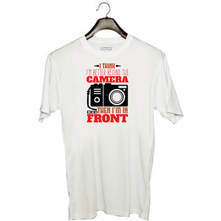                       UDNAG Unisex Round Neck Graphic 'Cameraman | I think I'm better behind the camera' Polyester T-Shirt White                                              