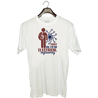                       UDNAG Unisex Round Neck Graphic 'Engineer | trust me I'm an electrical engineering' Polyester T-Shirt White                                              