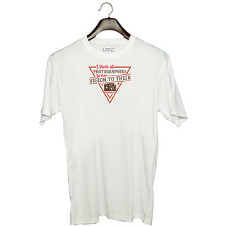                       UDNAG Unisex Round Neck Graphic 'Cameraman | I think all photographers' Polyester T-Shirt White                                              