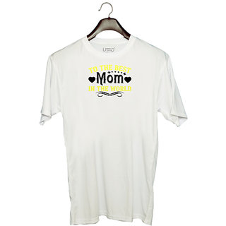                       UDNAG Unisex Round Neck Graphic 'Mother | to the best mom in the world' Polyester T-Shirt White                                              