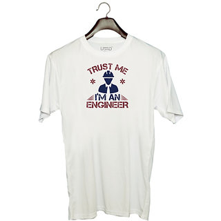                       UDNAG Unisex Round Neck Graphic 'Engineer | trust me I'm an engineer' Polyester T-Shirt White                                              