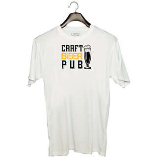                       UDNAG Unisex Round Neck Graphic 'Beer | CRAFT BEER PUB' Polyester T-Shirt White                                              