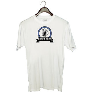                       UDNAG Unisex Round Neck Graphic 'Beer | CRAFT BEER' Polyester T-Shirt White                                              