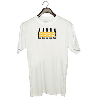                       UDNAG Unisex Round Neck Graphic 'Beer | Beerr 01' Polyester T-Shirt White                                              