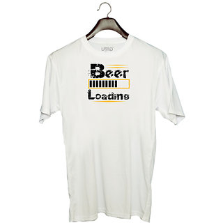                       UDNAG Unisex Round Neck Graphic 'Beer | Beer Loading' Polyester T-Shirt White                                              