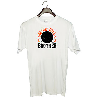                       UDNAG Unisex Round Neck Graphic 'Basketball | Basketball brother' Polyester T-Shirt White                                              