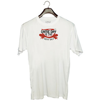                       UDNAG Unisex Round Neck Graphic 'Baseball | Game day is the best day 4' Polyester T-Shirt White                                              
