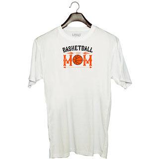                       UDNAG Unisex Round Neck Graphic 'Mother | Basketball mom' Polyester T-Shirt White                                              