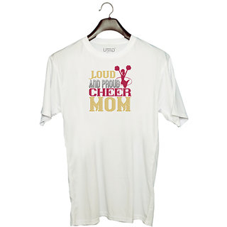                       UDNAG Unisex Round Neck Graphic 'Mother | Loud & proud cheer mom 2' Polyester T-Shirt White                                              
