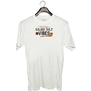                       UDNAG Unisex Round Neck Graphic 'Football | Game day vibes' Polyester T-Shirt White                                              