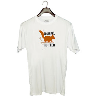                       UDNAG Unisex Round Neck Graphic 'Hunting | squirrel hunter' Polyester T-Shirt White                                              