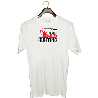                       UDNAG Unisex Round Neck Graphic 'Hunting | the best hunting' Polyester T-Shirt White                                              