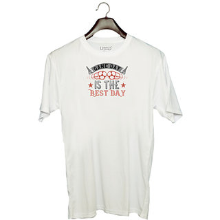                       UDNAG Unisex Round Neck Graphic 'Football | Game day is the best day 3' Polyester T-Shirt White                                              
