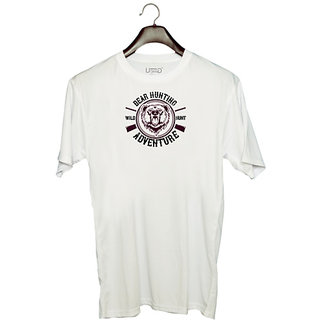                       UDNAG Unisex Round Neck Graphic 'Hunting | bear hunting adventure' Polyester T-Shirt White                                              
