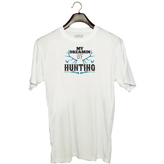                       UDNAG Unisex Round Neck Graphic 'Hunting | my dreamin of hunting' Polyester T-Shirt White                                              