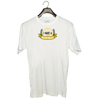                       UDNAG Unisex Round Neck Graphic 'Beer | I have a beer belly' Polyester T-Shirt White                                              