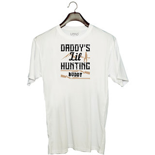                       UDNAG Unisex Round Neck Graphic 'Father | daddy's lil hunting buddy' Polyester T-Shirt White                                              