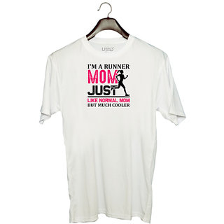                       UDNAG Unisex Round Neck Graphic 'Running | I'm a' Polyester T-Shirt White                                              