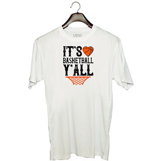                       UDNAG Unisex Round Neck Graphic 'Basketball | It's basketball y'all' Polyester T-Shirt White                                              