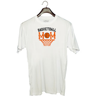                       UDNAG Unisex Round Neck Graphic 'Mother | Basketball mom 2' Polyester T-Shirt White                                              