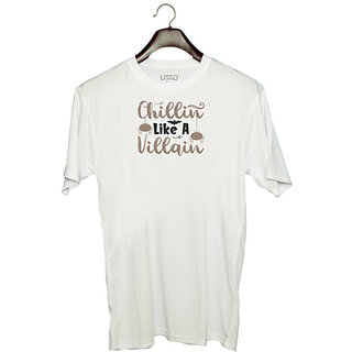                       UDNAG Unisex Round Neck Graphic 'Witch | CHILLIN LIKE A VILLAIN' Polyester T-Shirt White                                              