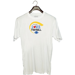                       UDNAG Unisex Round Neck Graphic 'Football | Love football 2' Polyester T-Shirt White                                              