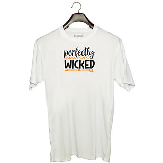                       UDNAG Unisex Round Neck Graphic 'Witch | perfectly' Polyester T-Shirt White                                              